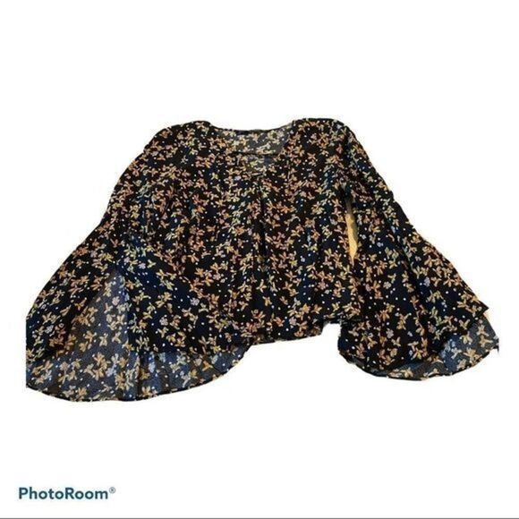 zara basic collection floral bell sleeve shirt - Picture 10 of 12